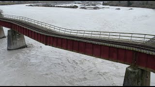 Rangitata railway bridge damaged by floodwaters [upl. by Tterrej]