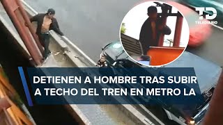 ¡Otra vez el Metro CdMx Hombre sube a techo de convoy en la estación Guelatao [upl. by Ingar]