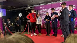 2024 Euro Champs pairs free skating small medal ceremony part2 BeccariGuarise GhilardiAmbrosini [upl. by Asereht]