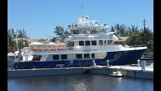 SOLD Allseas 92 Steel Expedition yacht at the FLIBS 2017 wwwlovethatyachtcom [upl. by Nifled]