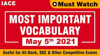 IACEs Daily English Vocabulary  Useful for All Competitive Exams  May 5th 2021  IACE [upl. by Boff]