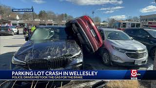 Howd this happen Parking lot crash in Wellesley Mass grocery store parking lot [upl. by Erick]