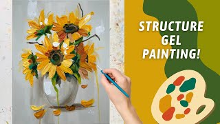 Structure Gel SUNFLOWER Painting Acrylic Flower Painting By Annie Troe [upl. by Jahncke]