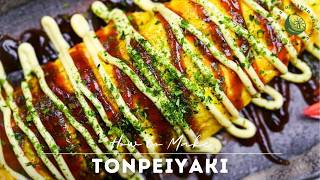 Tonpeiyaki Recipe Pork Belly and Cabbage Omelette [upl. by Edlitam854]