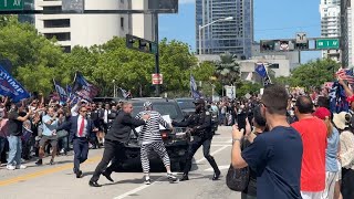 Protester rushes Trump motorcade after leaving federal court in Miami [upl. by Caves108]