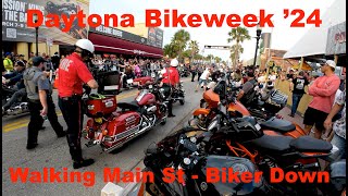 Bike Week Daytona Beach 2024 Walking Main Street [upl. by Annuahsal]