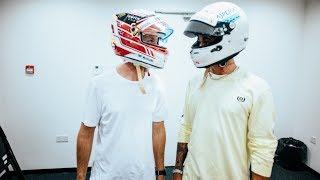 Lewis Hamilton amp Sebastian Vettel Swap F1 Helmets [upl. by Chrisse969]