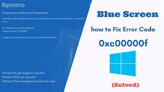 Blue Screen how to Fix Error Code 0xc00000f on Windows Solved [upl. by Docia]