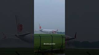 ✈️Lion Air Landing on Wet Runway  Heavy Rain amp Water Spray [upl. by Curzon558]