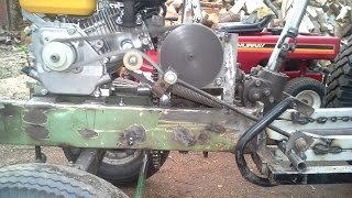 how vbelt clutch works  my little homemade garden tractor part5 [upl. by Nottarts]