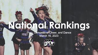 March 16 2023  National Rankings for Prep Competitive Cheer and Dance [upl. by Akinet]