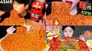 MUKBANGERS EATING SPICY FIRE🔥 NOODLES🥵 NOODLES EATING ASMR MUKBANG😋 [upl. by Idel]