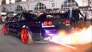 Kream Developments Nissan Skyline GTR  Burnouts Flames and LAUNCH [upl. by Volnay]