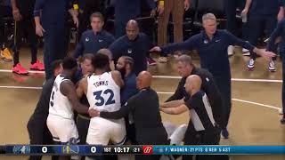 Draymond Green headlocks Rudy Gobert afte Jaden McDaniels amp Klay Thompson fight 😳 [upl. by Andre473]