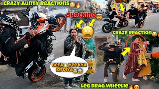 Aunty SHOCKED 😳on Super Wheelie ❤️‍🔥 Ktm duke super wheelie 👑 Bike stunts💥 samstuntz1987 [upl. by Aronow]