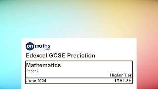 June 2024 Predicted Maths GCSE Paper 3 Edexcel Higher Paper 3 Calculator Exam 1MA13H [upl. by Adnilram466]