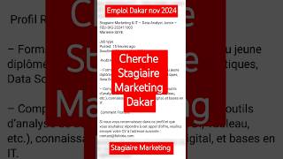 Emploi stagiaire marketing dakar [upl. by Lorelie655]