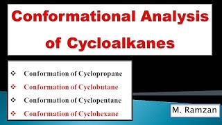 Conformational analysis of cycloalkanes Conformation of Cyclopropane Conformation of Cyclobutane [upl. by Otokam]