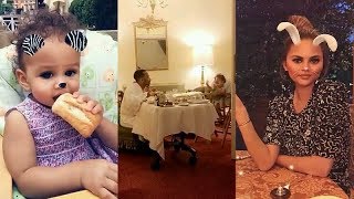 Chrissy Teigen with her daughter  Ft John Legend  Snapchat Videos  July 30 2017 [upl. by Ketchum778]