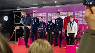 2024 Euro Champs pairs free skating small medal ceremony part1 BeccariGuarise GhilardiAmbrosini [upl. by Avihs]