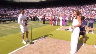 Annabel Croft upstages Novak Djokovic speech with Carlos Alcaraz slip of the tongue [upl. by Twum]