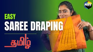 TAMIL  Beginners saree draping tutorial  Easy saree draping with perfect pleats [upl. by Itnaihc]