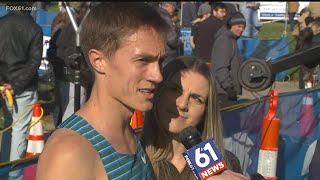 Connor Mantz wins Manchester Road Race [upl. by Niffirg397]