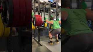 415 Beltless High Bar Squat x 1 [upl. by Nediarb863]