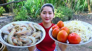 Yummy Shrimp Cooking Tomato  Shrimp Recipe  Cooking With Sros [upl. by Adnahcal]