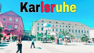 Karlsruhe City Germany 🇩🇪 Walking tour  4k video [upl. by Dnomhcir319]