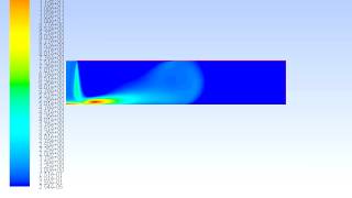 FLUENT Impinging Jet transient simulation contours of Turbulent kinetic energyRe23000 [upl. by Laryssa456]