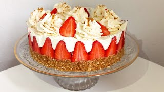 Recette du gâteau sans cuisson à la fraise facile et rapide [upl. by Tunnell]