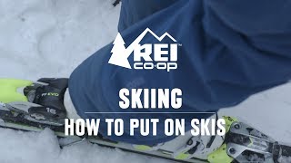 How to Put on Skis  REI [upl. by Rj]