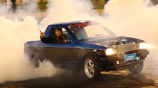 HUGE TIP IN  LOOPY LS POWERED SUZUKI MIGHTY BOY BURNOUT AT 20vs20 GUP VS MACKLEY SYDNEY 2017 [upl. by Nnaeel754]