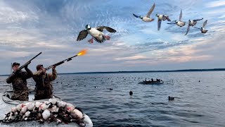 6 Man Layout LIMIT Duck Hunting for Diver Ducks on the Mississippi [upl. by Trah]