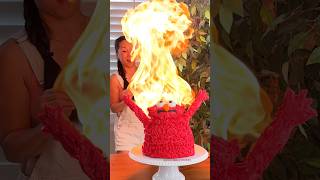 FIRE ELMO CAKE With real fire 🔥 [upl. by Sprage]