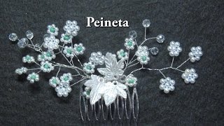 DIY  Peineta de margaritas con perlas y alambres [upl. by Eniwtna]