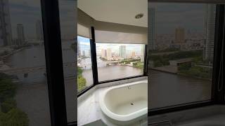 Shangri La Riverside Bangkok Premier Suite Bathroom View thailand thailandtravel hotel [upl. by Aratas]