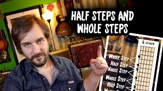 Half Steps and Whole Steps on Guitar  Music Theory Basics [upl. by Kalk]