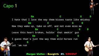 Morgan Wallen  Cowgirls Ft ERNEST  Lyrics Chords Vocals [upl. by Llehcal]