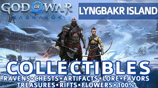 God of War Ragnarok  Lyngbakr Island All Collectible Locations Chests Artifacts Ravens  100 [upl. by Ferd]