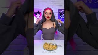 Ultimate Ramen Hack 😳🍜 Stylishly Eating Noodles with Long Hair food [upl. by Brigg]