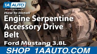 How To Replace Serpentine Belt 9404 Ford Mustang 38L [upl. by Relyuc]