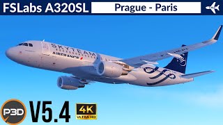 P3D v54 FSLabs A320 SL Air France  Prague to Paris  VATSIM Full flight  4K Ultra HD [upl. by Arracot]