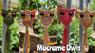 DIY Handmade Macrame Owl 🦉 Macrame keychain owl bird [upl. by Evers]