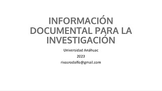 2023 I Manejo y uso de información documental PICO PECO y PIES [upl. by Arnulfo]