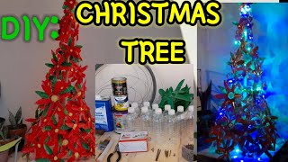 DIY CHRISTMAS TREE MADE OF DRINKING PLASTIC BOTTLE [upl. by Zipah553]