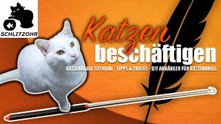 🔥Katze beschäftigen  Katzenangel Tutorial  Katzenspielzeug selber machen  mit Katze spielen [upl. by Wachtel897]