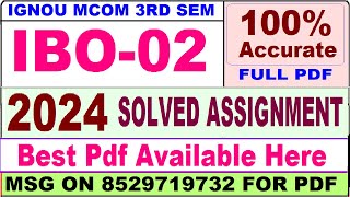 IBO 02 solved assignment 2024  ibo 02 solved assignment 202324 in English  ignou 3rd ibo 2 2024 [upl. by Nosyd]