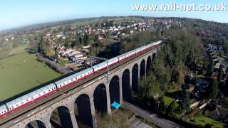 92039 crosses the Digswell Viaduct with UK Railtours Lincolnshire Coaster  Aerial Video [upl. by Erny]